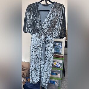 Zara Basic Silver Velvet Cardigan